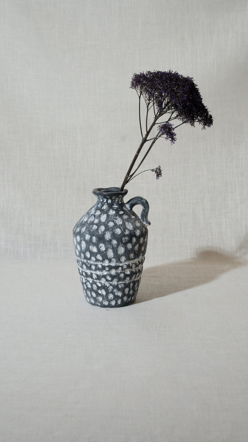Polka Dot Speckled Charcoal Vase