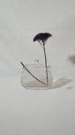 Clear Bubble-Glass Purse Vase