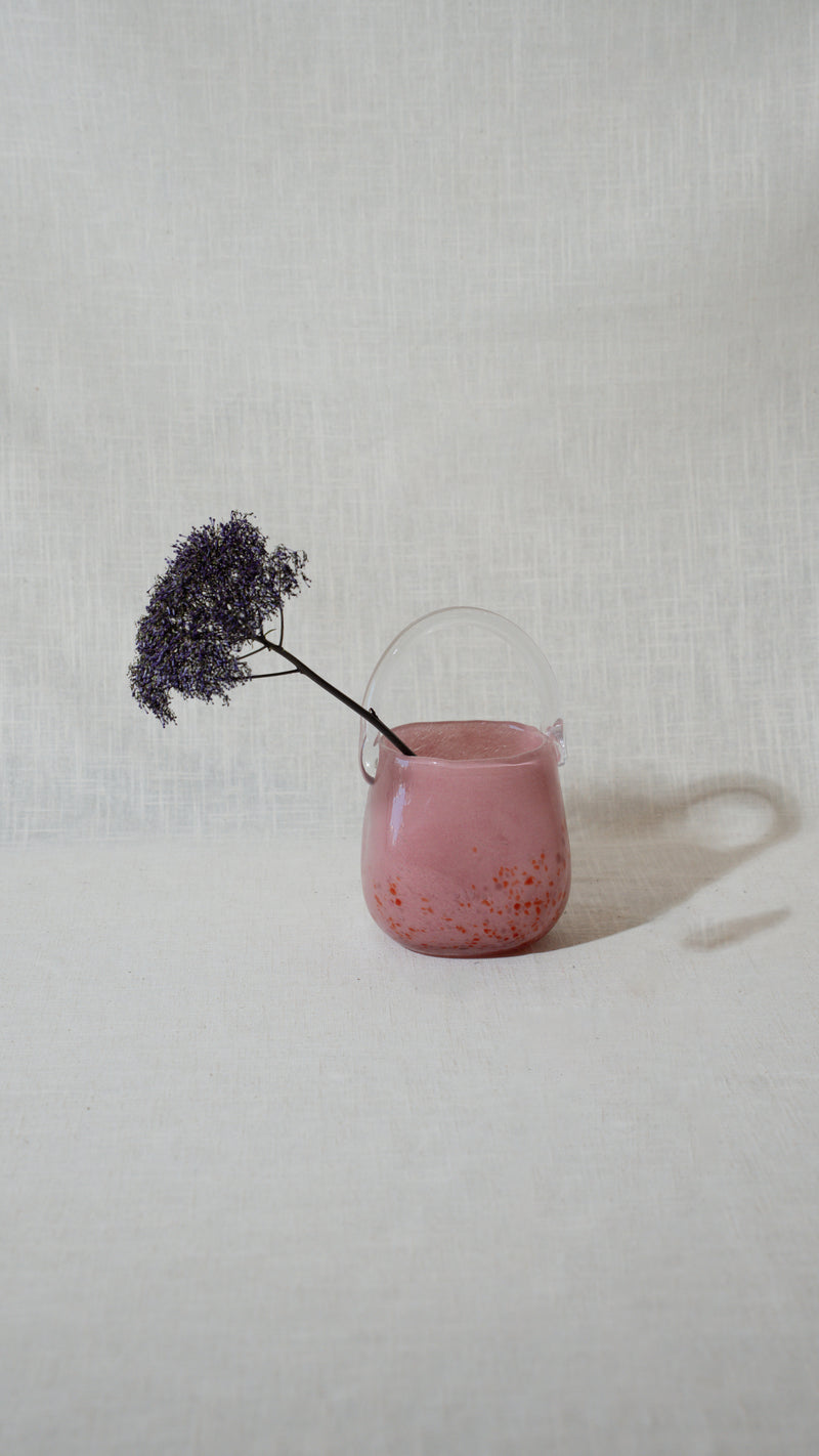 Clear Pink Bubble -Glass Purse Vase